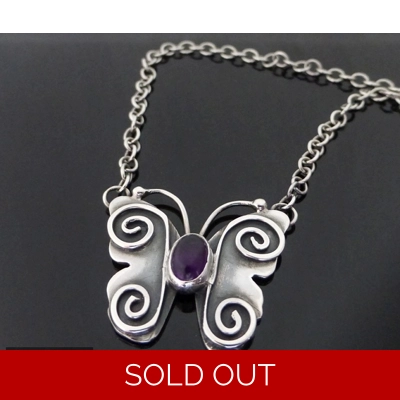 Big Butterfly Necklace  Amethyst title=